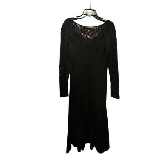 PERUVIAN CONNECTION Portia Pima Cotton Lace Crochet Dress Black L - Picture 3 of 7